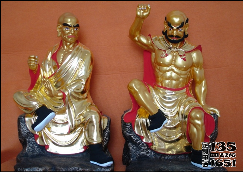 玻璃鋼彩繪大型景觀(guān)十八羅漢雕塑