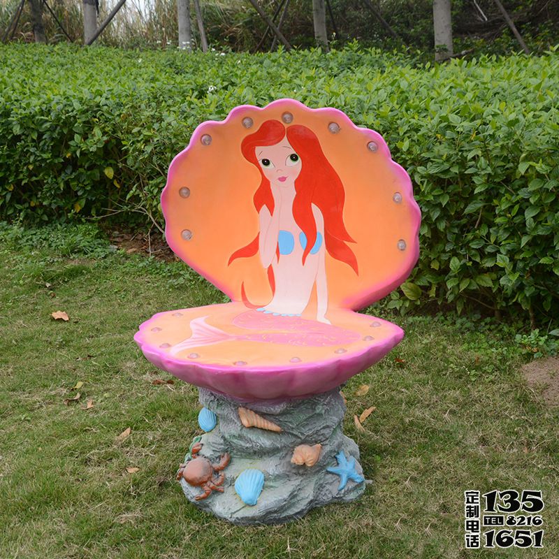戶(hù)外景區(qū)玻璃鋼卡通彩繪貝殼座椅雕塑