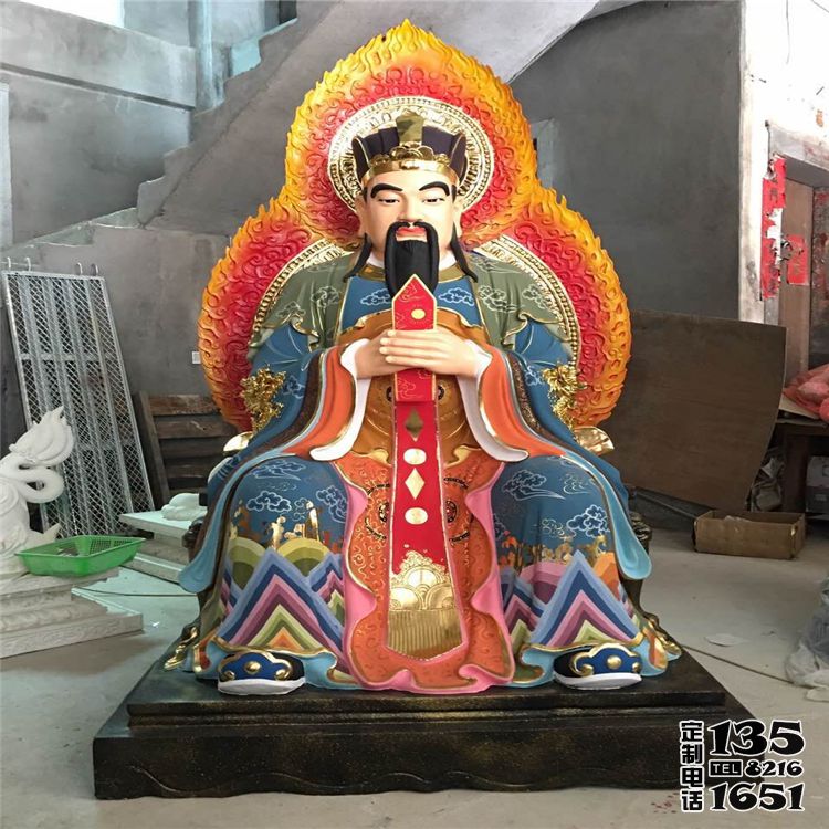 景區(qū)戶(hù)外大型玻璃鋼彩繪神佛東岳大帝雕塑